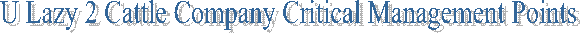 U Lazy 2 Cattle Company Critical Management Points